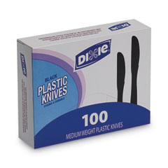 Plastic Tableware, Heavy Mediumweight Knives, Black, 100/Box