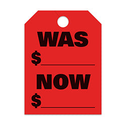 Hang Tags - Was Now - Large, Red 50 / PK
