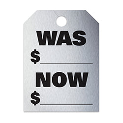 Hang Tags - Was Now - Large Silver - Qty. 50 50 / PK