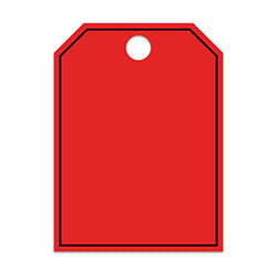 Hang Tags - Blank with Black Frame - Large, Red 50 / PK