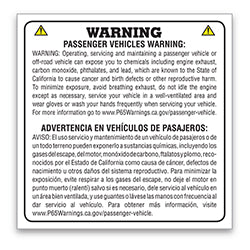 Prop 65 Sticker - 4 x 4 Face Adhesive - Qty. 100 100 / PK