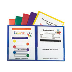 Classroom Connector Folders, 11 x 8.5, Clear/Assorted, 6/Pack
