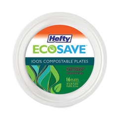 ECOSAVE Tableware, Plate, Bagasse, 6.75" dia, White, 30/Pack