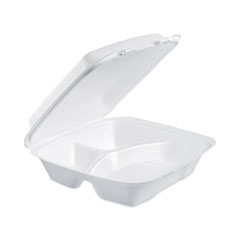 Insulated Foam Hinged Lid Containers, 3-Compartment, 9 x 9.4 x 3, White, 200/Pack, 2 Packs/Carton Insulated Foam Hinged Lid Containers, 3-Compartment, 9 x 9.4 x 3, White, 200/Pack, 2 Packs/Carton