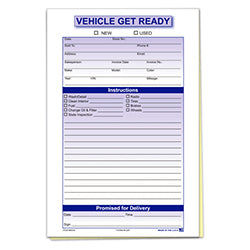 Vehicle Get Ready Form - 2 Part 100 / PK