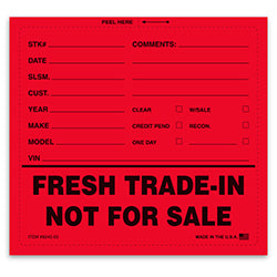 Fresh Trade-In Not For Sale Sticker - 6-1/2 x 6 - Qty. 100 100 / PK
