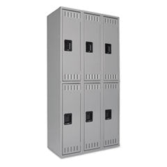 Double Tier Locker, Triple Stack, 36w x 18d x 72h, Medium Gray