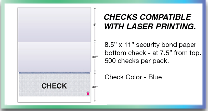 Check Blue - Check on Bottom - Qty. 500 per Pack 500 / PK