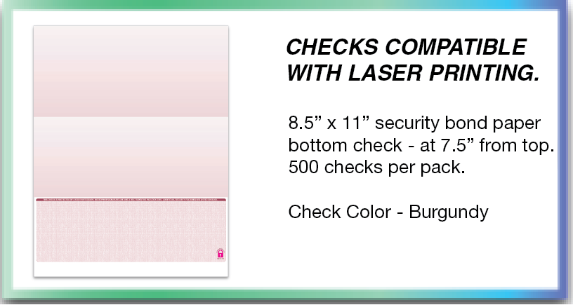 Check Burgundy - Check on Bottom - Qty. 500 per Pack 500 / PK
