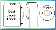 Deal Jacket Labels - 4 x 5 1" inner core 295 labels per roll - Compatible with Zebra ZD421