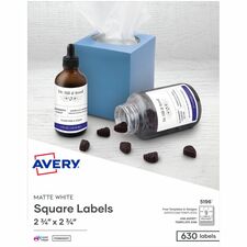 Avery&reg; 3-1/2" Diskette Labels 2 3/4" Width x 2 3/4" Length - Permanent Adhesive - Inkjet, Laser - Matte White - Paper - 9 / Sheet - 70 Total Sheets - 630 Total Label(s) - 630 / Box
