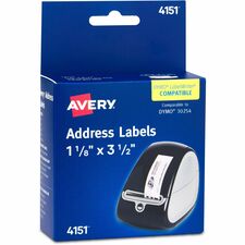 Avery&reg; Direct Thermal Roll Multipurpose Labels 3 1/2" Width x 1 1/8" Length - Permanent Adhesive - Rectangle - Direct Thermal - Clear - Film - Water Resistant - 120 / Sheet - 1 Total Sheets - 120 Total Label(s) - 120 / Box