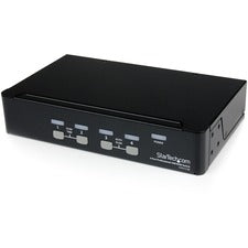 StarTech.com 4 Port Professional VGA USB KVM Switch with Hub 4 Computer(s) - 1 Local User(s) - 1920 x 1440 - 8 x USB - 5 x VGA - 1U - Rack-mountable, Desktop - TAA Compliant