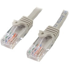 StarTech.com 15ft Gray Snagless Cat5e UTP Patch Cable 15 ft Category 5e Network Cable for Network Device - First End: 1 x RJ-45 Network - Male - Second End: 1 x RJ-45 Network - Male - Patch Cable - Gold Plated Connector - CM - 24 AWG - Gray - 1 Each