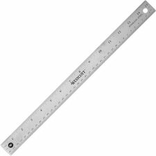 Westcott Stainless Steel Rulers 15" Length x 1" Width - 1/16, 1/32 Graduations - Metric, Imperial Measuring System - Stainless Steel - Stainless Steel - 1 Each