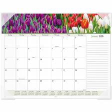 At-A-Glance Panoramic Floral Desk Pad Standard - Monthly - 12 Month - January 2026 to December 2026 - 1 Month Single Page Layout - 21 3/4" x 17" Sheet Size - White Sheet - 2.13" x 2.25" Block - Desk Pad - Poly, Paper - Bleed Resistant Paper, Unruled Daily