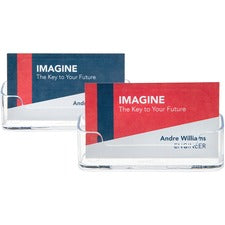 Deflecto Business Card Holders 1.8" Height x 3.9" Width x 1.4" Depth - Plastic - Clear - 2 / Pack