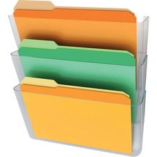Deflecto Stackable DocuPocket for Partition Walls 3 Pocket(s) - 3 Compartment(s) - 7" Height x 13" Width x 4" Depth - Stackable - Clear - 3 / Set