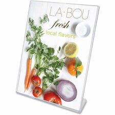 Deflecto Superior Image Slanted Sign Holders 7" Width x 5" Height - Top Loading - Plastic - Clear - 1 Each