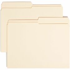 Smead 1/2 Tab Cut Letter Recycled Top Tab File Folder 8 1/2" x 11" - 3/4" Expansion - Top Tab Location - Assorted Tab Position - 11 pt. - 2 Plys - Manila - Reinforced, Durable, Reinforced Tab, Rounded Corner - 10% Recycled - 100 / Box