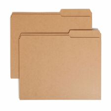 Smead 2/5 Tab Cut Letter Recycled Top Tab File Folder 8 1/2" x 11" - 3/4" Expansion - Top Tab Location - Right Tab Position - 11 pt. - 2 Plys - Kraft - 10% Recycled - 100 / Box
