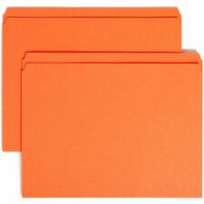 Smead Colored Straight Tab Cut Letter Recycled Top Tab File Folder 8 1/2" x 11" - 3/4" Expansion - 11 pt. - 2 Plys - Orange - Reinforced Tab - 10% Recycled - 100 / Box