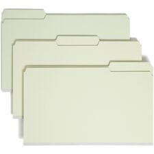 Smead 1/3 Tab Cut Legal Recycled Top Tab File Folder 8 1/2" x 14" - 1" Expansion - Top Tab Location - Assorted Tab Position - 25 pt. - Pressboard - Gray, Green - Heavy Duty, Rounded Corner, Wear Resistant, Tear Resistant - 100% Recycled - 25 / Box