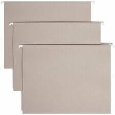 Smead Colored 1/5 Tab Cut Letter Recycled Hanging Folder 8 1/2" x 11" - Top Tab Location - Assorted Tab Position - 11 pt. - Vinyl - Gray - 10% Recycled - 25 / Box