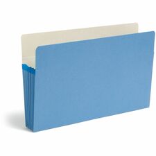 Smead Colored Straight Tab Cut Legal Recycled File Pocket 8 1/2" x 14" - 5 1/4" Expansion - Top Tab Location - 9 pt. - Card Stock - Blue - Tear Resistant - 10% Recycled - 1 Each