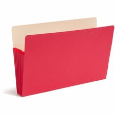 Smead Colored Straight Tab Cut Legal Recycled File Pocket 8 1/2" x 14" - 5 1/4" Expansion - Top Tab Location - Red - Tear Resistant - 10% Recycled - 1 Each