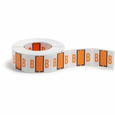 Smead BCCR Bar-Style Color-Coded Labels B - x 1 1/4" Width x 1" Length - Light Orange - Laminated - 500 / Roll