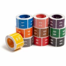 Smead DCC Color-Coded Numeric Labels 0-9 - x 1 1/2" Width x 1 1/2" Length - Assorted - Laminated - 250 / Roll - 10 / Box