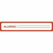 Tabbies ALLERGIC Allergy Message Labels 5 1/2" Width x 1" Length - Black, Black - 175 / Roll