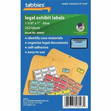 Tabbies Defendant's Exhibit Legal File Labels 1 5/8" Width x 1" Length - Blue - 252 / Pack