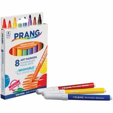 Prang Bullet Tip Washable Master Pack Art Markers Broad Bullet Marker Point - Washable - Assorted Ink - White Barrel - 8 / Set