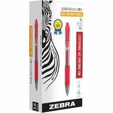Zebra SARASA dry X20 Retractable Gel Pen 1 mm Bold Pen Point - Refillable - Retractable - Red Ink - Pigment-based - Translucent Barrel - 1 Dozen