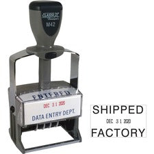 Xstamper ClassiX Self-inking Date Stamp Custom Message/Date Stamp - 1.37" Impression Width x 2.25" Impression Length - Red, Blue - 1 Each