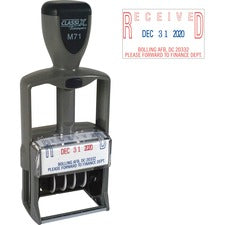Xstamper ClassiX Self-inking Plastic Date Stamp Custom Message/Date Stamp - 1.25" Impression Width x 1.87" Impression Length - 1 Each