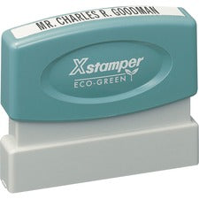Xstamper Custom Single Line Pre-inked Stamp Custom Message Stamp - 0.12" Impression Width x 2.37" Impression Length - 50000 Impression(s) - Recycled - 1 Each