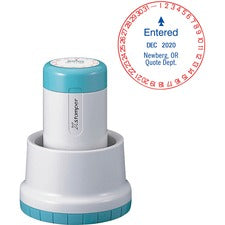 Xstamper XpeDater Rotary Custom Date Stamp Custom Message/Date Stamp - 1.19" Impression Diameter - 50000 Impression(s) - Red, Blue - Recycled - 1 Each