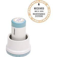 Xstamper XpeDater Rotary Date & Time Stamp Message/Date Stamp - RECEIVED - 1.90" Impression Diameter - 50000 Impression(s) - Red, Blue - Recycled - 1 Each
