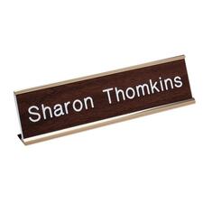 Xstamper Standard Aluminum Desk Sign 8" Width x 2" Height - Aluminum - Gold - 1 Each