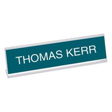 Xstamper Standard Aluminum Desk Sign 8" Width x 2" Height - Aluminum - Silver - 1 Each