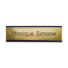 Xstamper Standard Aluminum Desk Sign 8" Width x 2" Height - Aluminum - Black - 1 Each