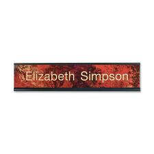Xstamper Standard Aluminum Desk Sign 10" Width x 2" Height - Aluminum - Black - 1 Each
