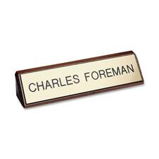 Xstamper Xecutives Plastic Name Plates On Wood 8" Width x 2" Height - Indoor - Plastic, Wood - 1 Each