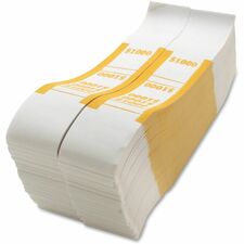 Sparco White Kraft ABA Bill Straps 1000 Wrap(s) - Total $1,000 in $10 Denomination - Kraft - Yellow - 1000 / Pack