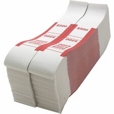 Sparco White Kraft ABA Bill Straps 1000 Wrap(s) - Total $500 in $5 Denomination - Kraft - Red - 1000 / Pack