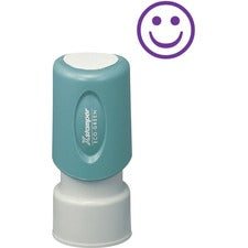 Xstamper Pre-Inked Specialty Smiley Face Stamp Message/Design Stamp - GOOD - 0.63" Impression Diameter - 100000 Impression(s) - Blue - Recycled - 1 Each