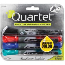 Quartet EnduraGlide Dry-Erase Markers Fine Marker Point - Red, Green, Black, Blue Ink - 4 / Set